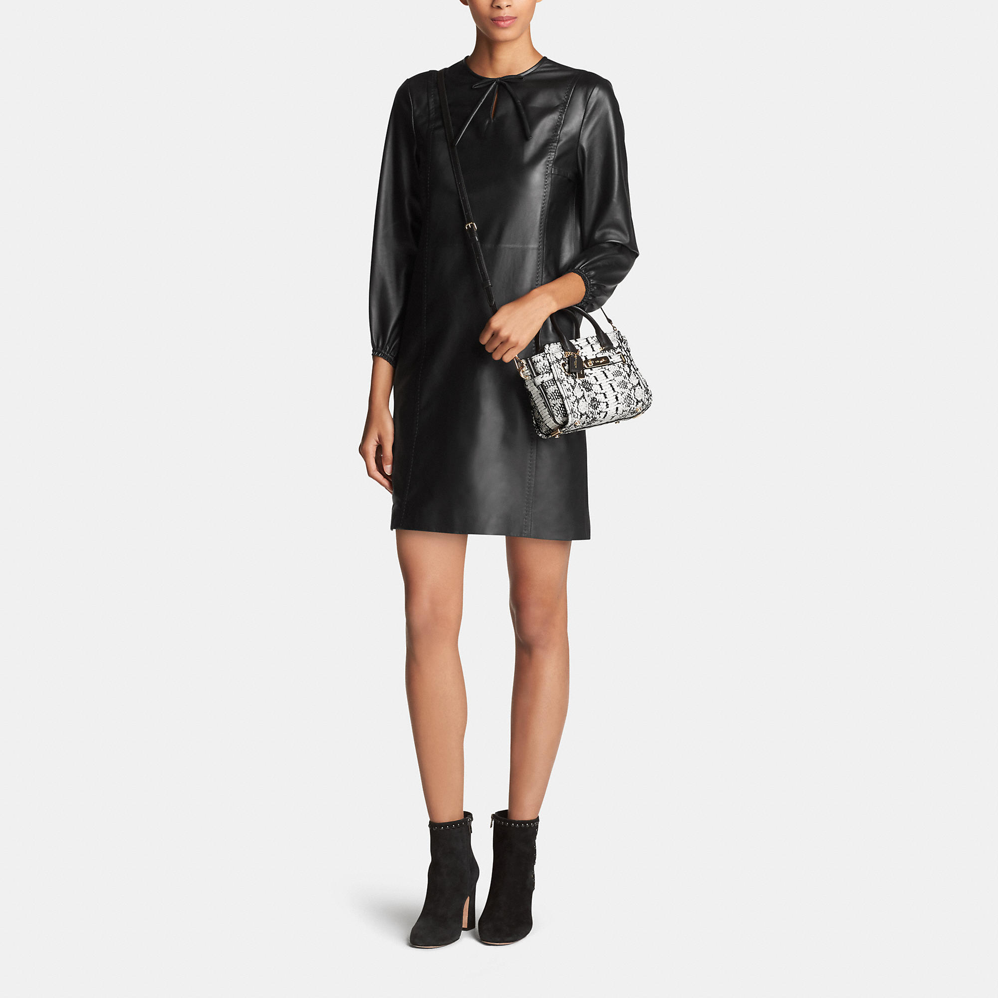 Portable Multi-Function Coach Swagger 20 In Colorblock Exotic Embossed Leather